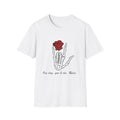 Skeleton Hand & Red Rose T-Shirt — 'One day you'll die. Relax.' Gothic Casual Tee